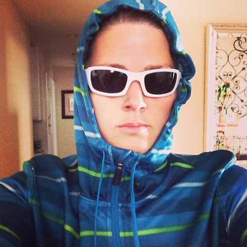I call this look Uni-Bomber Runner. @Oakley glasses and track jacket. My husband freaked out about electricity bill. House is COLD! Going to gym for warmth. #SoCalWimp